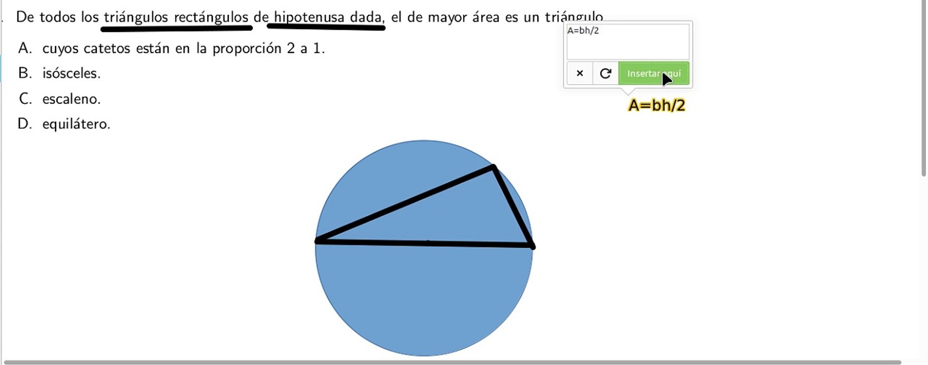pregunta de matematicas examen de admision