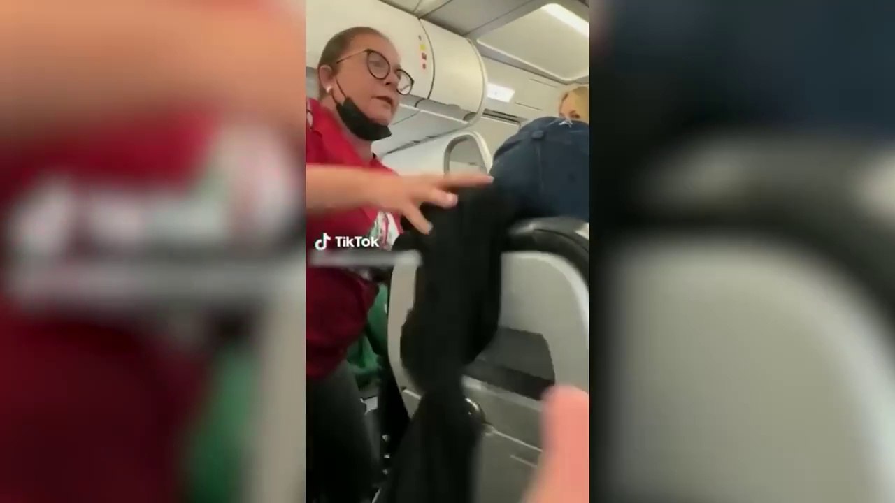 女の子が飛行機内でおしっこを試みる