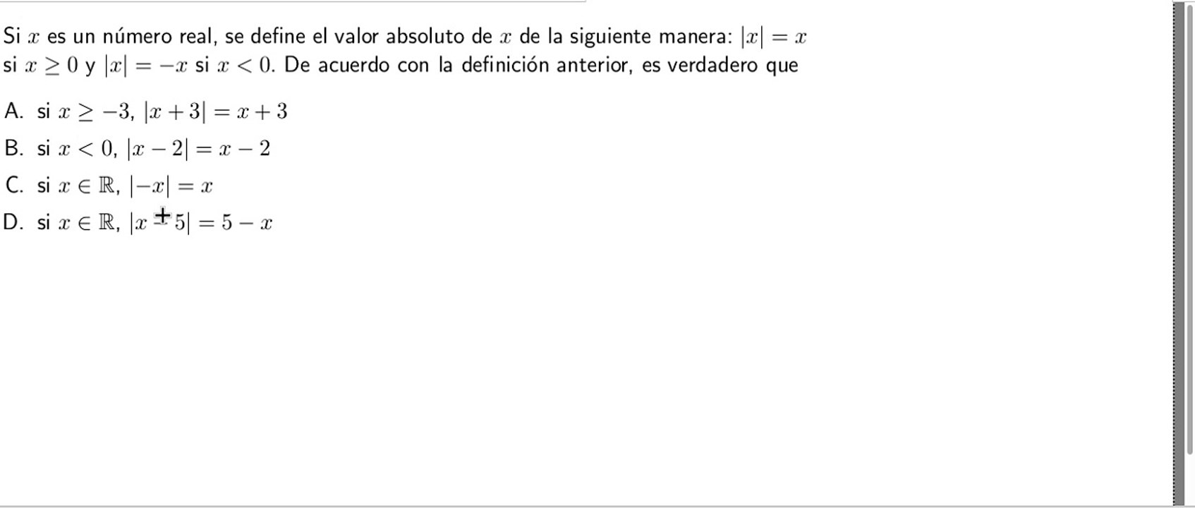 pregunta de matematicas examen de admision