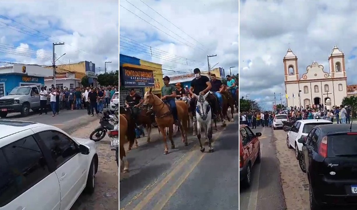 Dezenas de vaqueiros acompanham cortejo do corpo de empresário e emocionam São João do Rio do Peixe