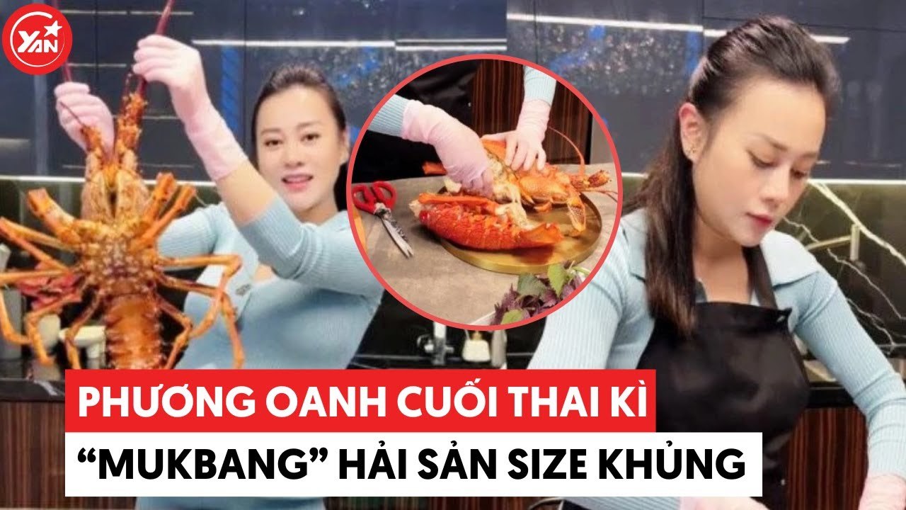 Phương Oanh tháng cuối thai kỳ “mukbang” hải sản size khủng