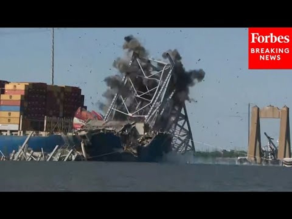 JUST IN: A Portion Of The Francis Scott Key Bridge Is Demolished Using Small Explosives