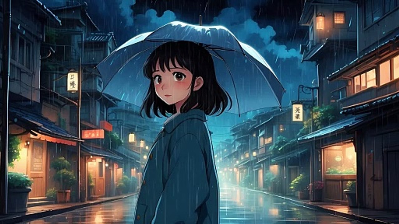 A girl is chill and enjoy the rain