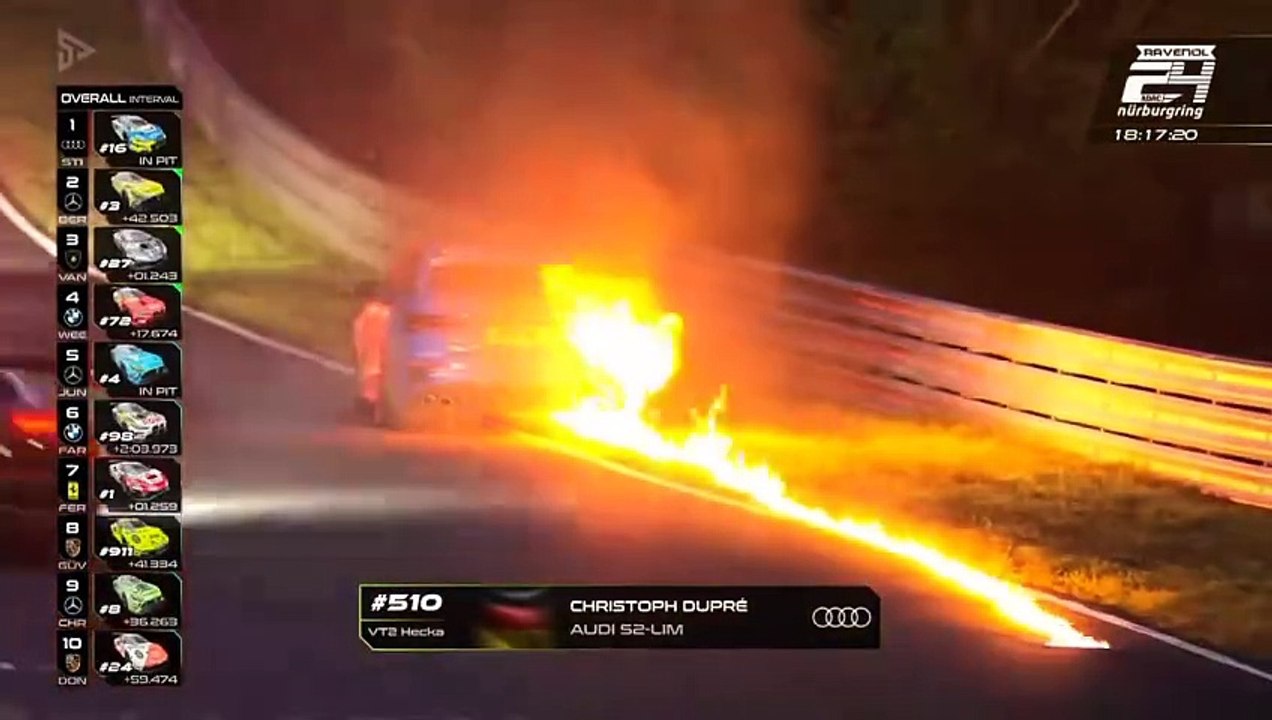 24H Nurburgring 2024 Race Dupré Massive Fire