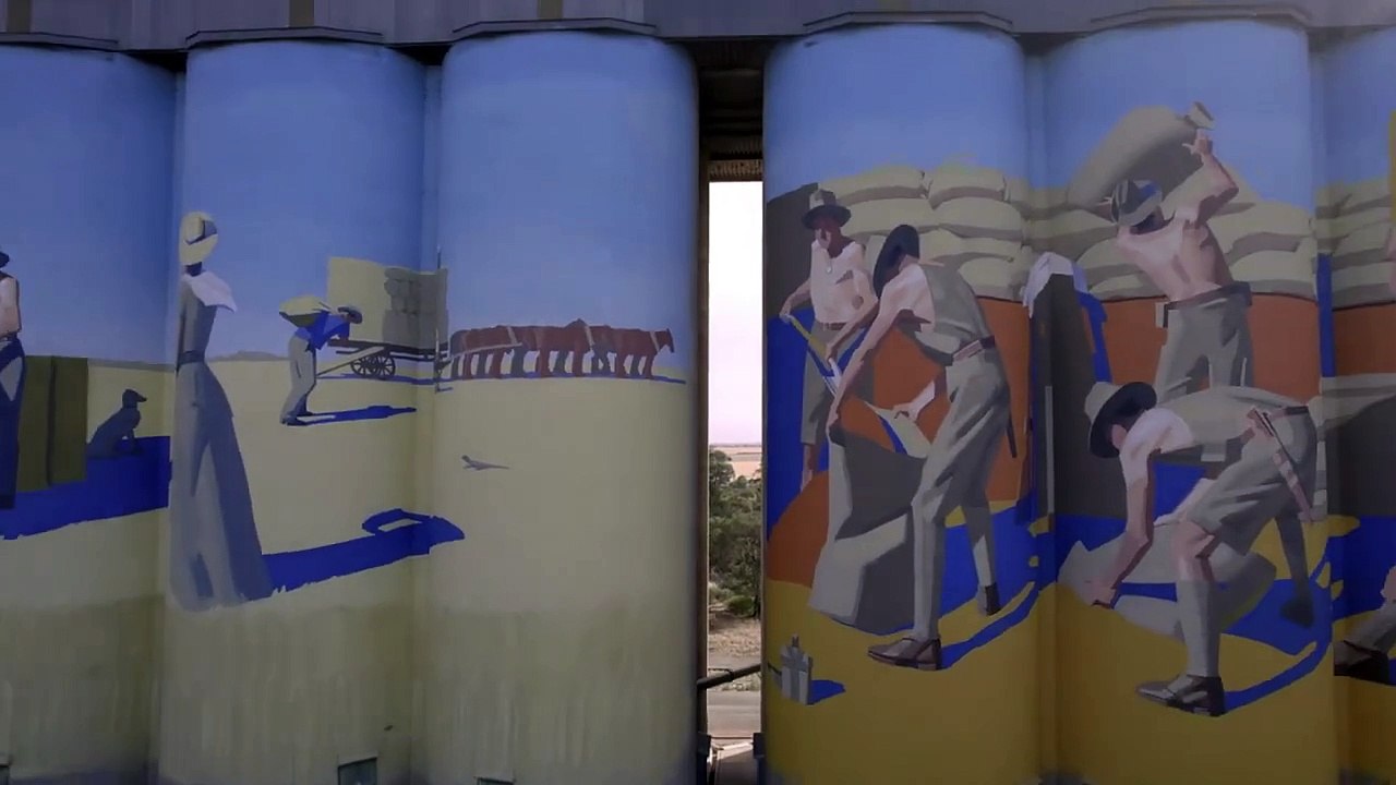 Owen Silo Art  by Artists Robert Hannaford & Cam Scale | Drone Flyover | #siloarttrail