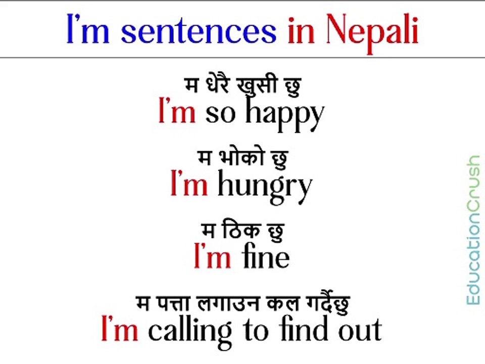 I'm sentences in Nepali and English #sentences #i #wordmeaning #will #word