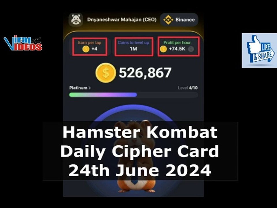 Hamster Kombat Daily Cipher Card Today | 24th June 2024