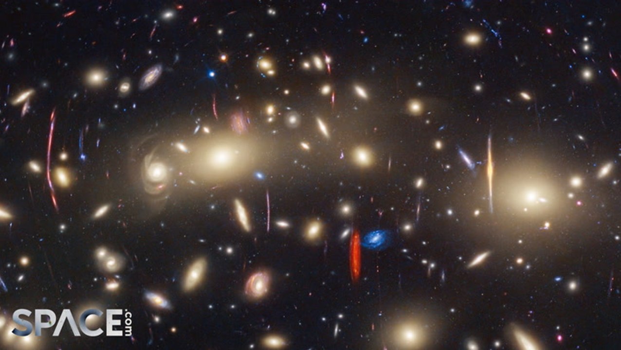 View Of Huge Galaxy Cluster Via James Webb And Hubble Telescopes