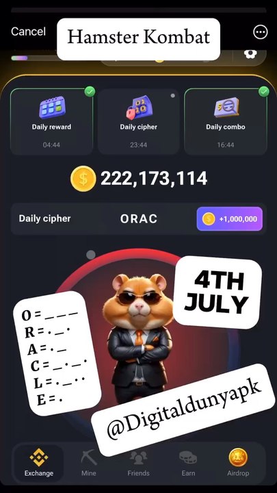 Hamster Kombat Daily Cipher 4th July