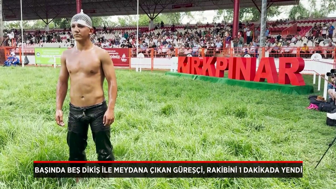 Başında beş dikişle meydana çıkan güreşçi, rakibini 1 dakikada yendi