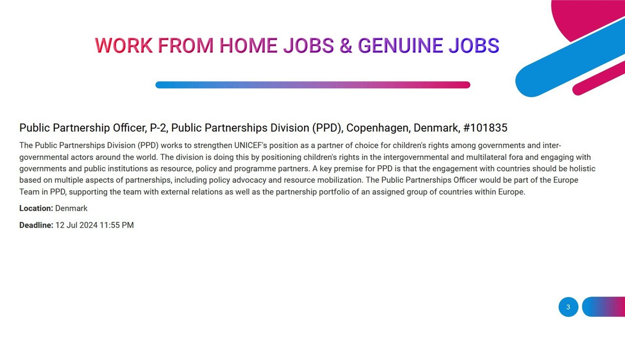 UNICEF - Public Partnership Officer Job | 39