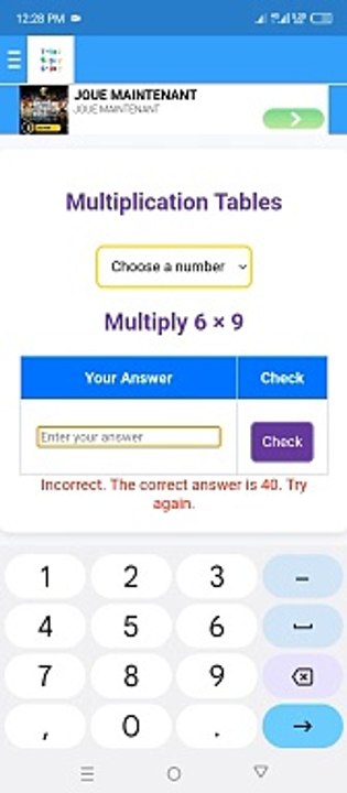 Multiplication tables