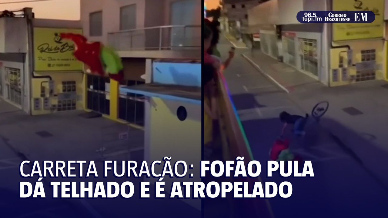 Vídeo: Fofão pula de telhado e é atropelado por ciclista