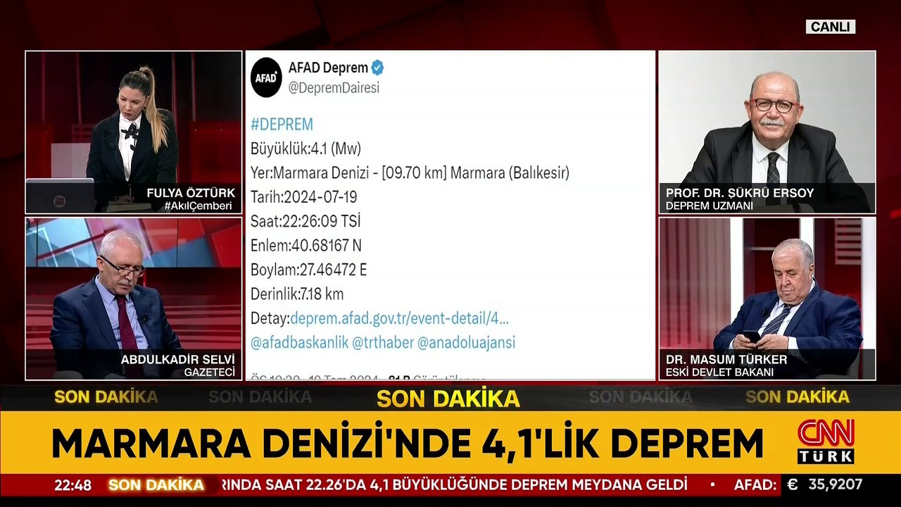 Son dakika! Marmara Denizi'nde korkutan deprem