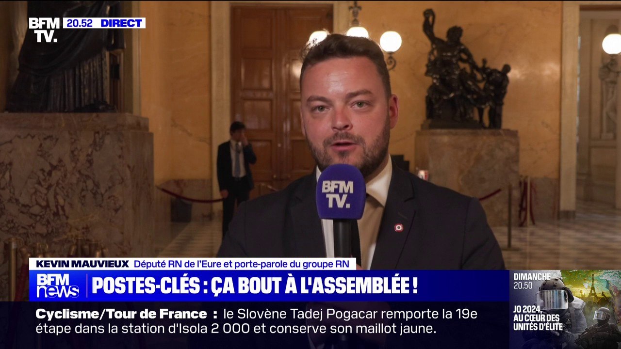 Vice-présidences de l'Assemblée: "La proportionnalité des postes n'est pas du tout respectée", estime Kévin Mauvieux (RN)
