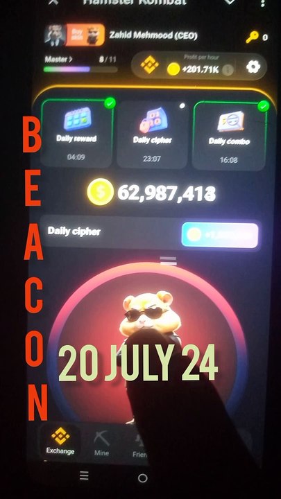 YouTube daily cipher hamster combat today 20 July