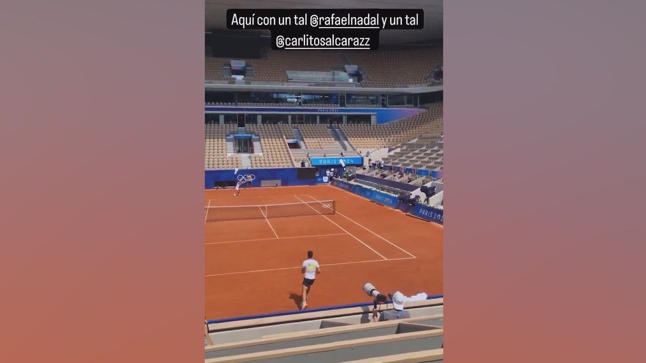 Nadal y Alcaraz entrenando en Roland Garros
