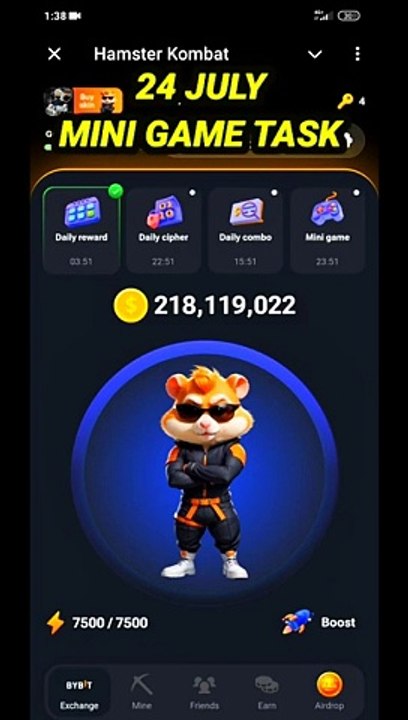 25Jul: Hamster kombat daily mini game | Daily mini hamster kombat | hamster kombat daily mini game today