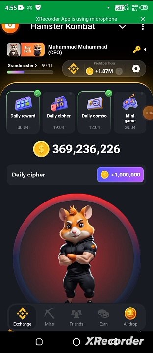 Hamster KO bat daily cipher 26 July friday