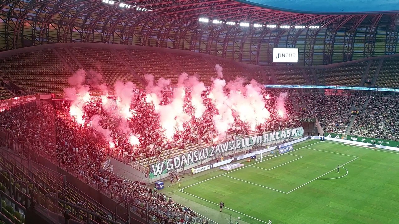 Lechia Gdańsk - Motor Lublin. Racowisko na Polsacie Plus Arenie