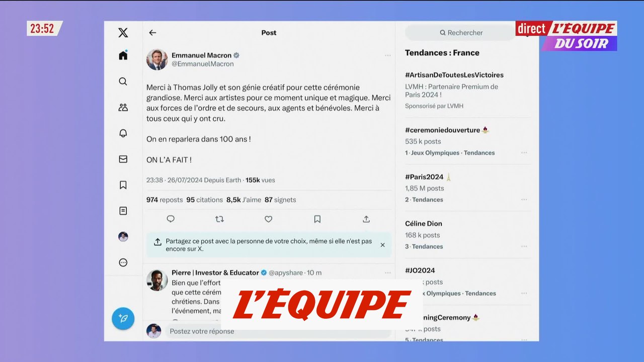 Emmanuel Macron déclare les JO de Paris 2024 ouverts - JO 2024 - Cérémonie