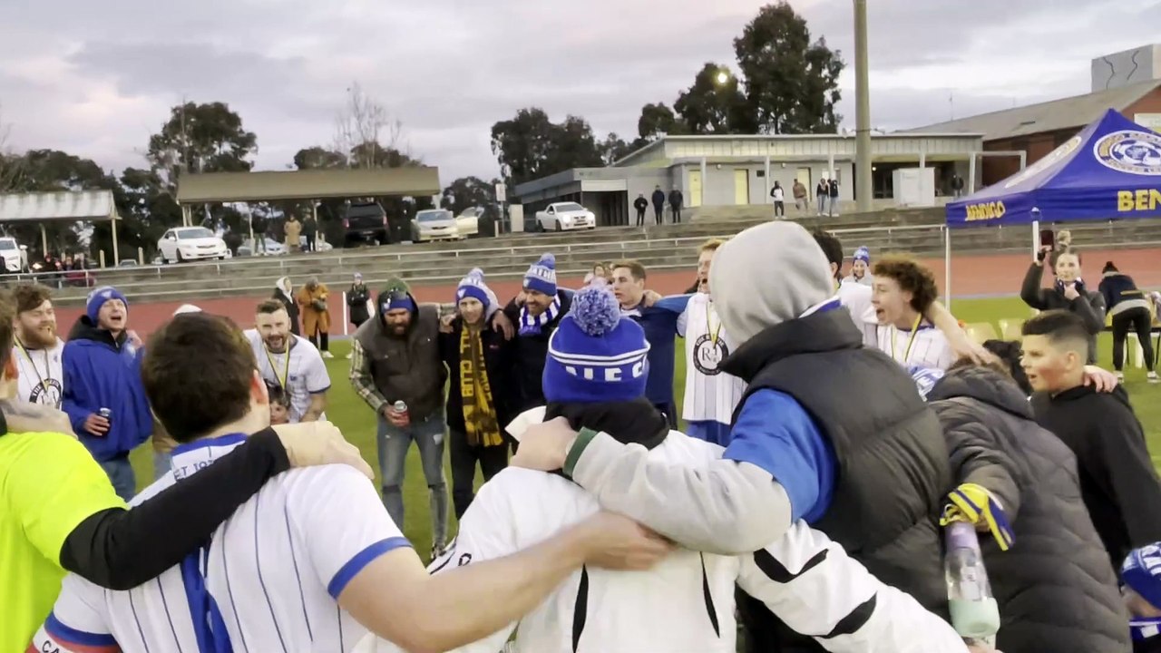 Strathdale celebrates its League Cup final victory over Spring Gully