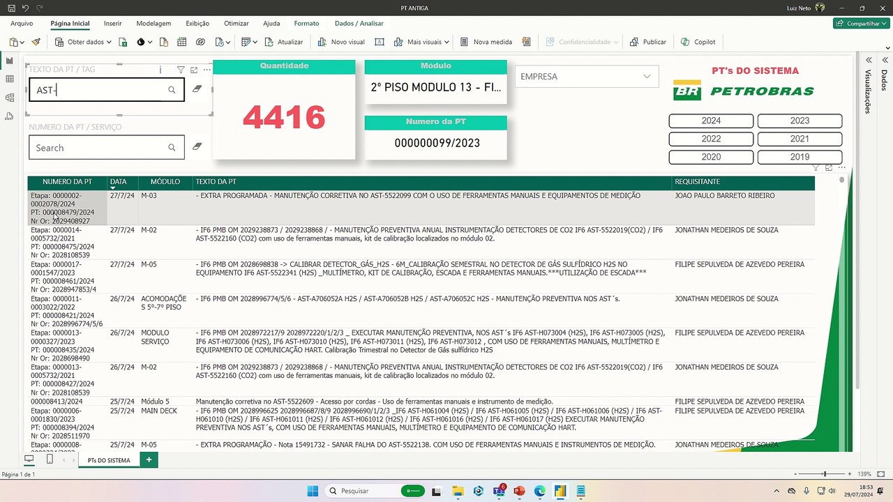 BANCO DE DADOS DAS PTs
