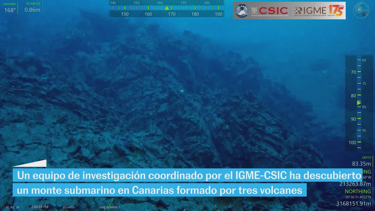 El IGME-CSIC descubre un monte submarino formado por tres volcanes en Canarias