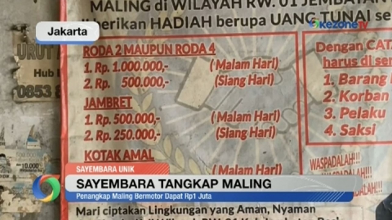 Sayembara Tangkap Maling Berhadiah Uang di Tambora, Jakarta Barat