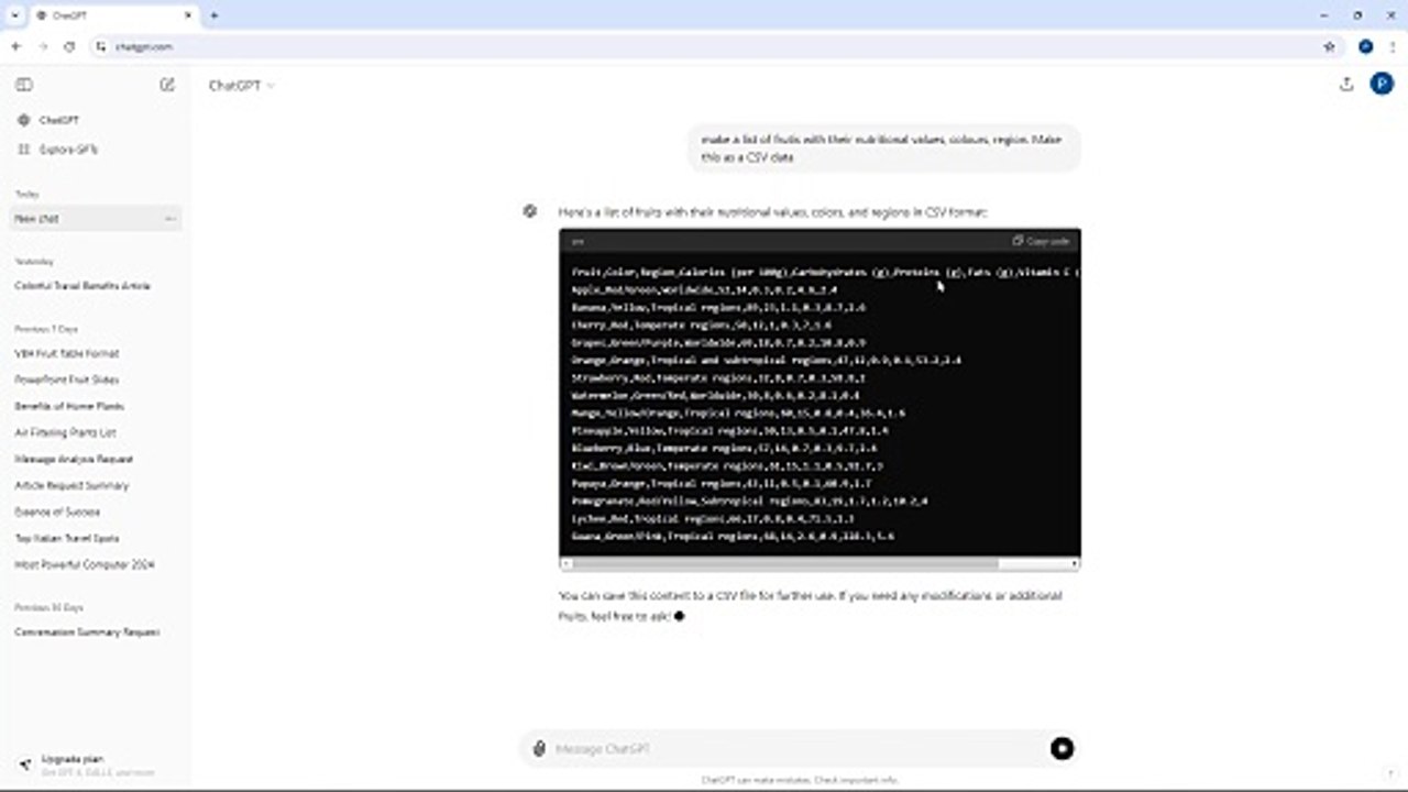 ChatGPT Course Section 10 Generating CSV Data