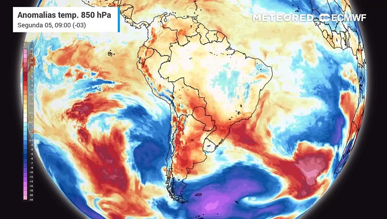 Anomalias de temperatura em 850 hPa