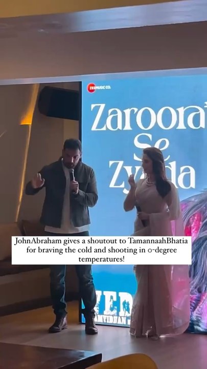 Respect to #TamannaahBhatia for her dedication!  #JohnAbraham applauds her courage as she braves the 0-degree chill during the shoot. True professionalism! ❄️ #BollywoodStars #OnSet" #hintt #Cricx