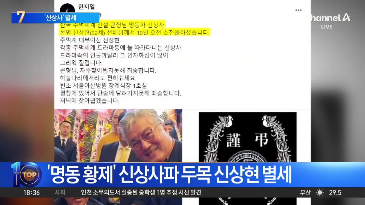 ‘명동 황제’ 신상사파 두목 신상현 별세