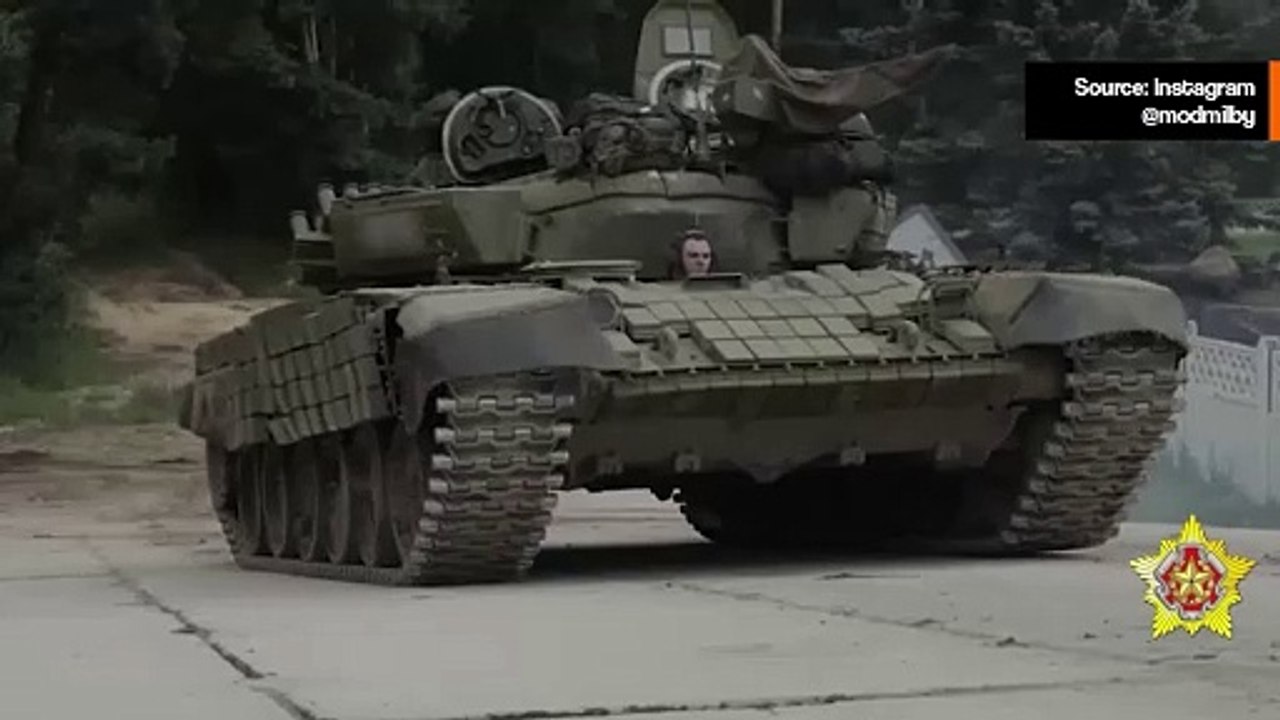 ビデオ：ベラルーシがウクライナとの国境に戦車を移動