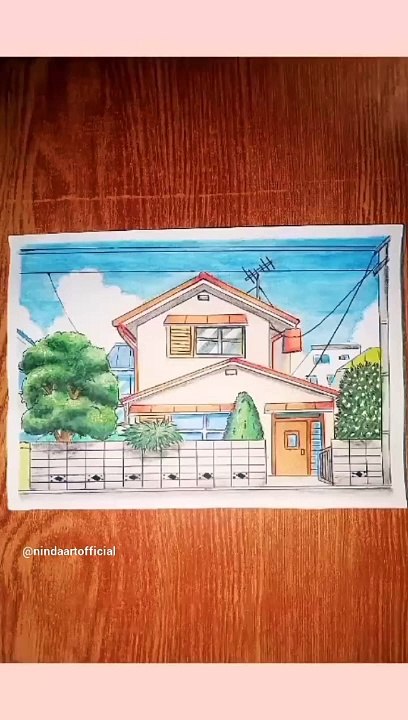 menggambar rumah nobita, step by step