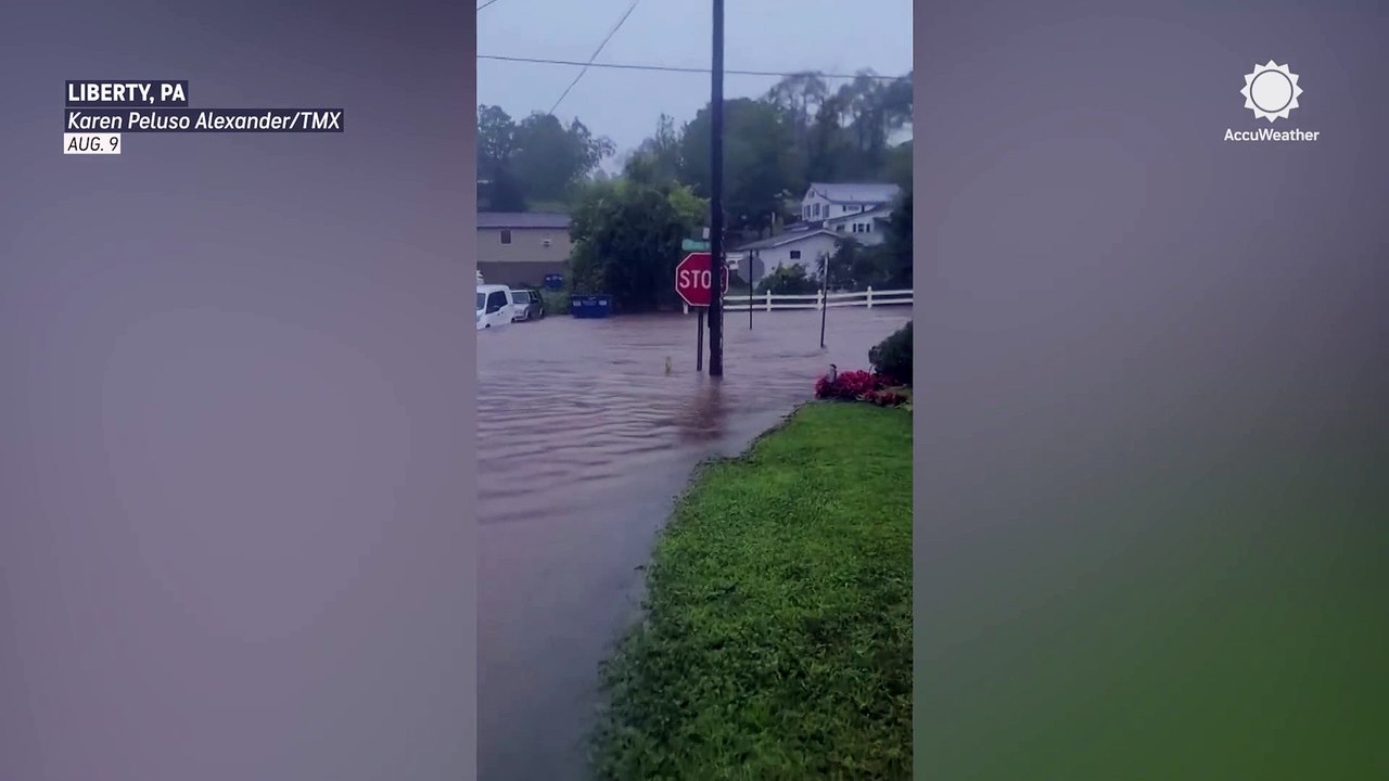 Streets become fast-moving flooded rivers in Pennsylvania town