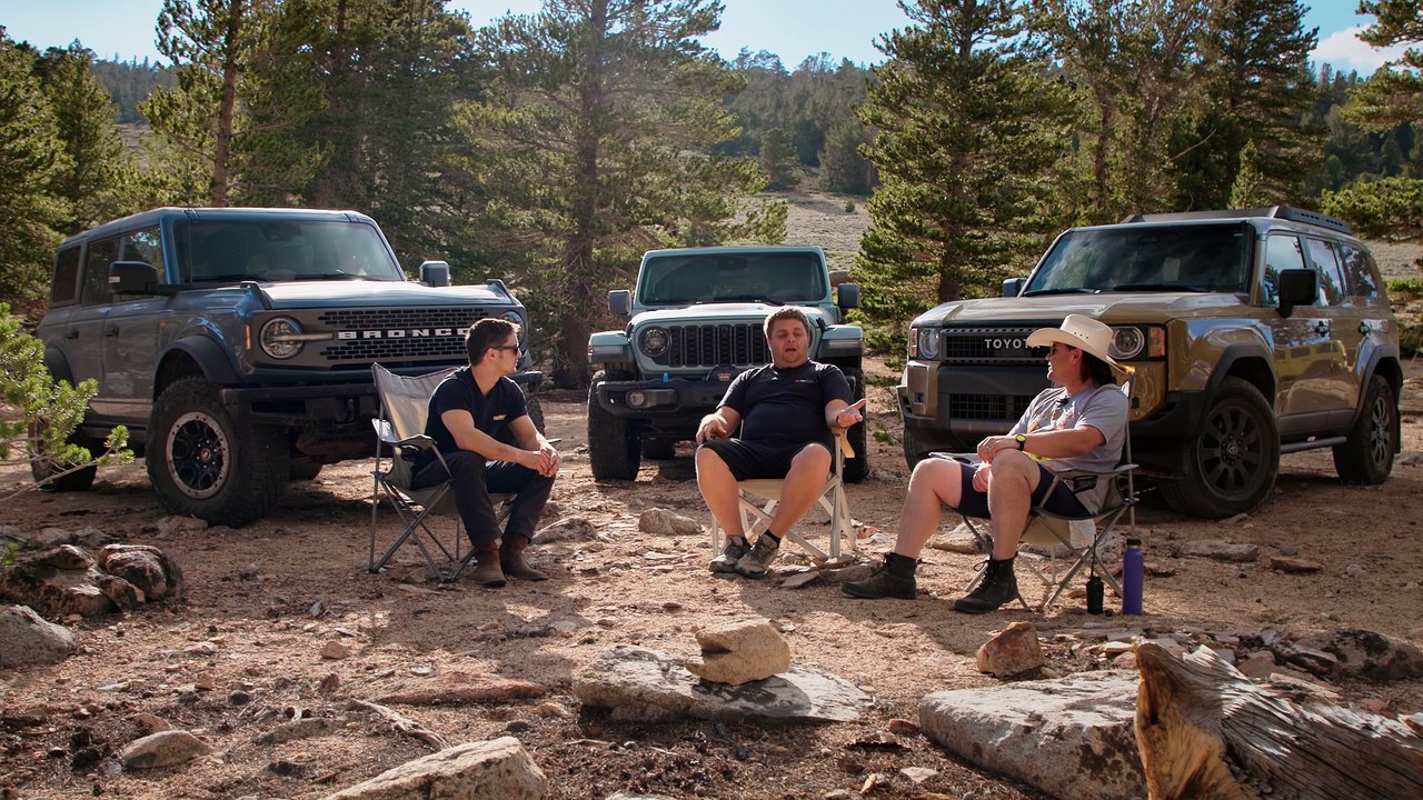 Weekend Warriors! 2024 Toyota Land Cruiser vs. Ford Bronco Sasquatch vs. Jeep Wrangler Rubicon 4xe Comparison