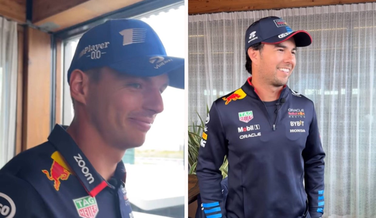 Checo Pérez hace broma a Max Verstappen y el campeón del mundo de la Fórmula 1 le responde de la misma manera