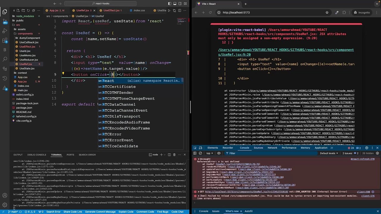 Lecture No:- 8 Mastering useRef: Essential React Hook Techniques #reactfrontend #reactjs #jsx #code