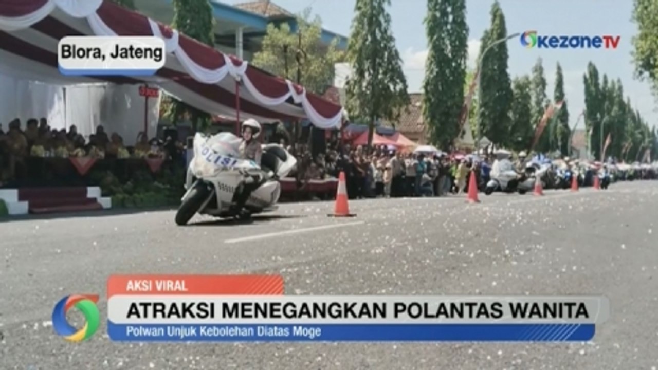 Atraksi Menegangkan Polantas Wanita Kemudikan Motor Gede