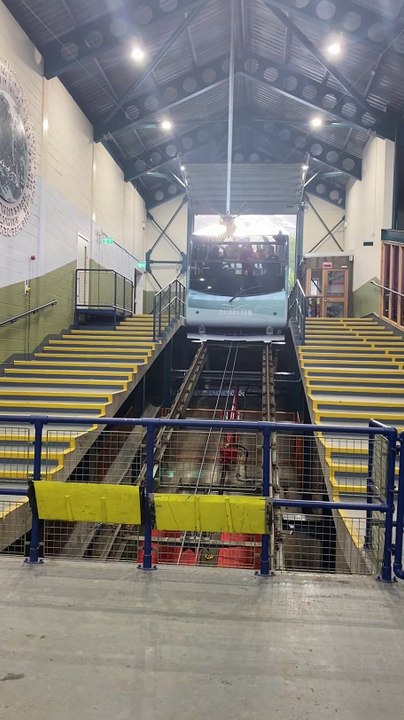 First funicular departs Base Station