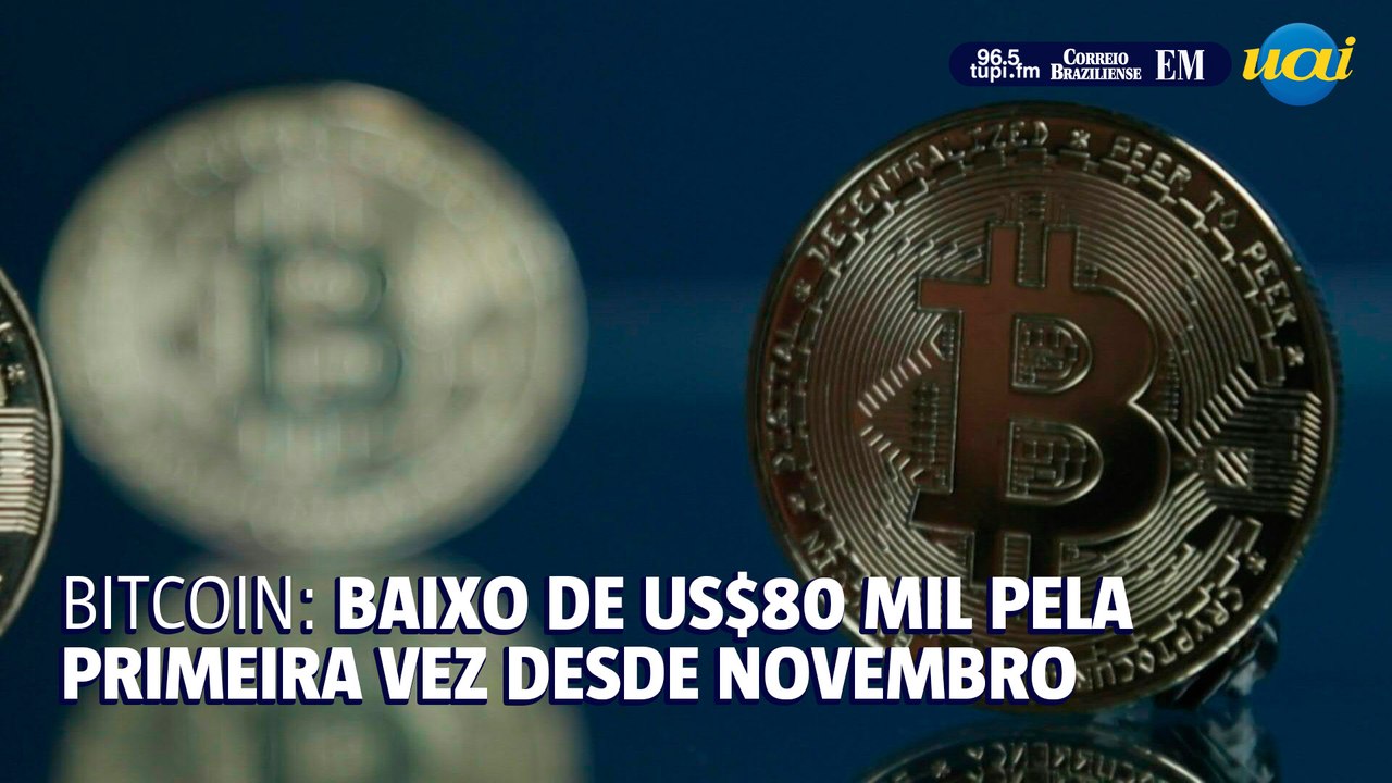 Cotação do bitcoin fica abaixo de US$ 80.000 pela 1ª vez desde novembro
