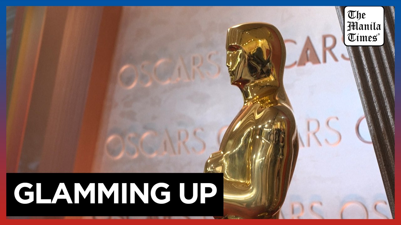 Red carpet preparations take place ahead of the Oscars
