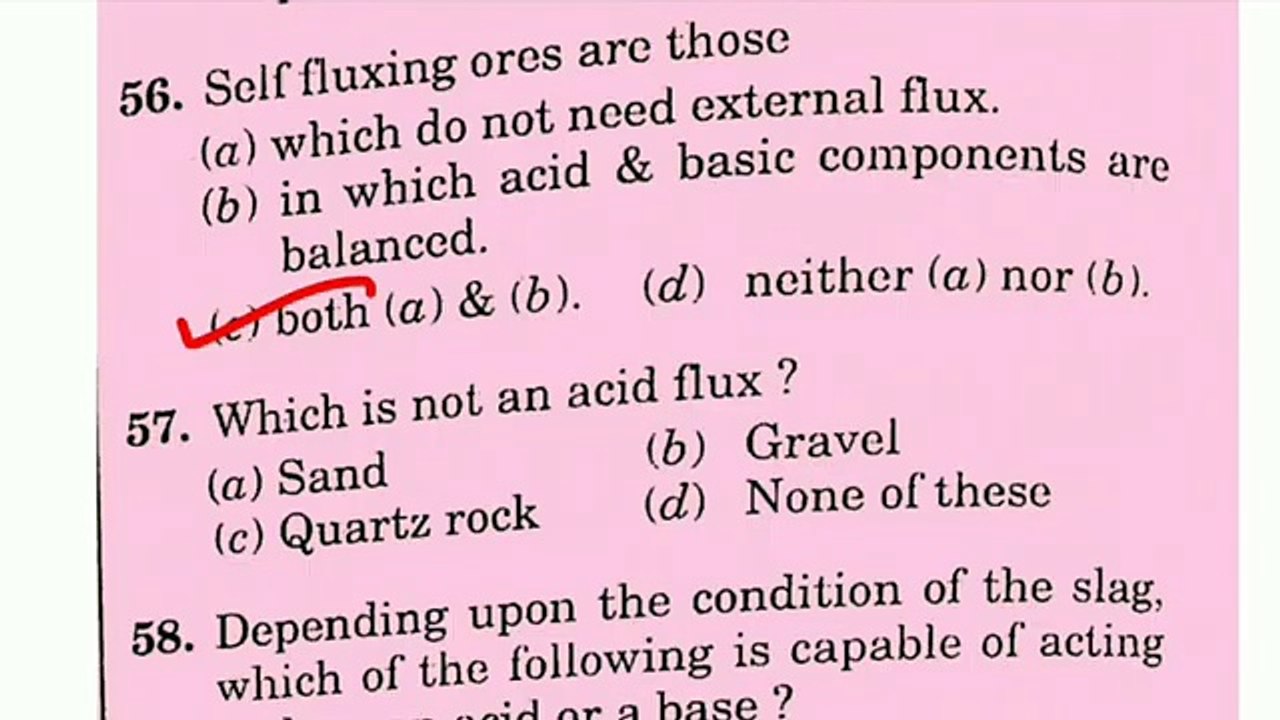 Metallurgy extractive metallurgy MCQs part-2