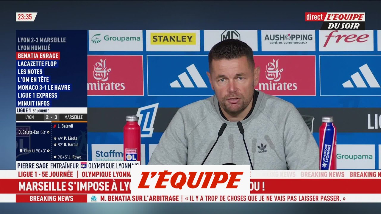 Pierre Sage (OL) : « C'est invraisemblable, c'est cruel »  - Foot - Ligue 1