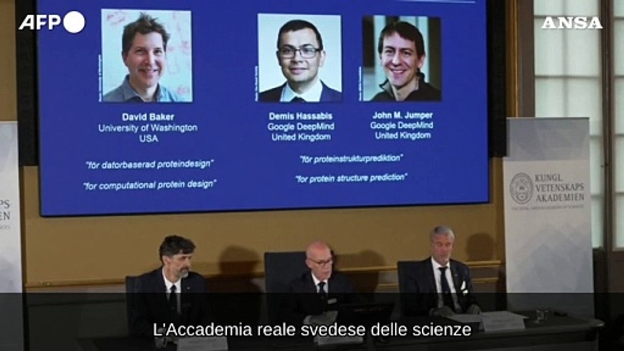 Nobel per la Chimica 2024 a Baker, Hassabis e Jumper