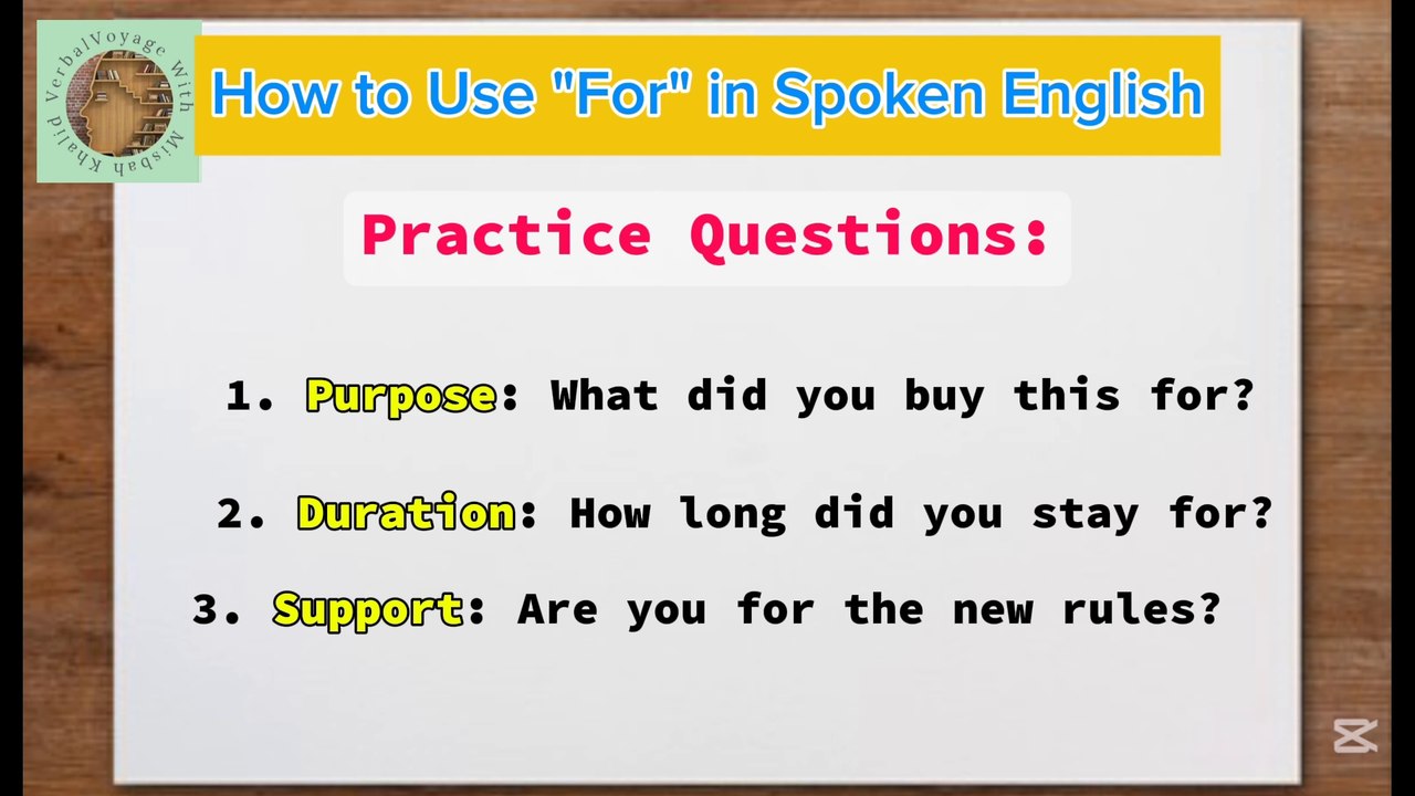 Mastering the Use of 'FOR' in Spoken English 🎙️