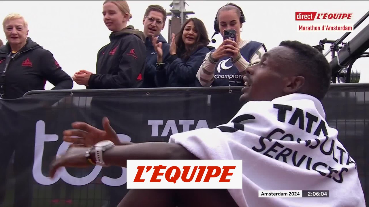 L'arrivée de Tsegaye Getachew - Athlé - Marathon - Amsterdam