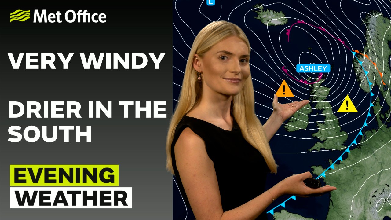 Met Office Sunday Evening Weather Forecast 20/10/2024 - Rain and strong winds to the north