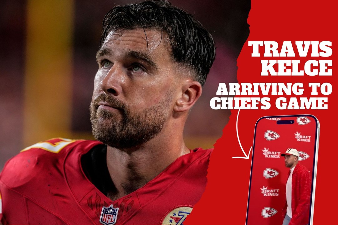 Travis Kelce arriving to Arrowhead Stadium